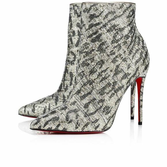 Christian Louboutin So Kate Booty 100 Black Gold Lurex Gigi Ankle Heel Boot 35 - Picture 1 of 8